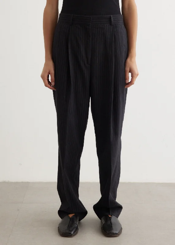 Double-sided Wear Double-Pleated Tailored Pinstripe Trousers