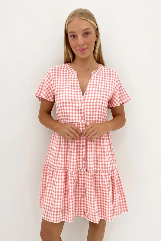 Minimalism Elijah Mini Dress Pink Gingham