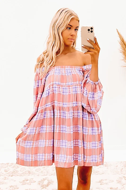 End Of The Year Ellen Mini Dress Pink Check