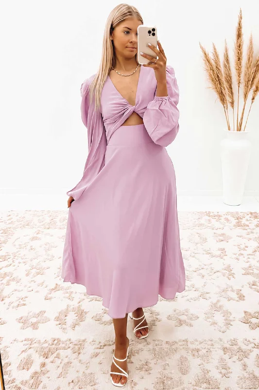 Fresh And Natural Emily Twist Midi Dress Lilac