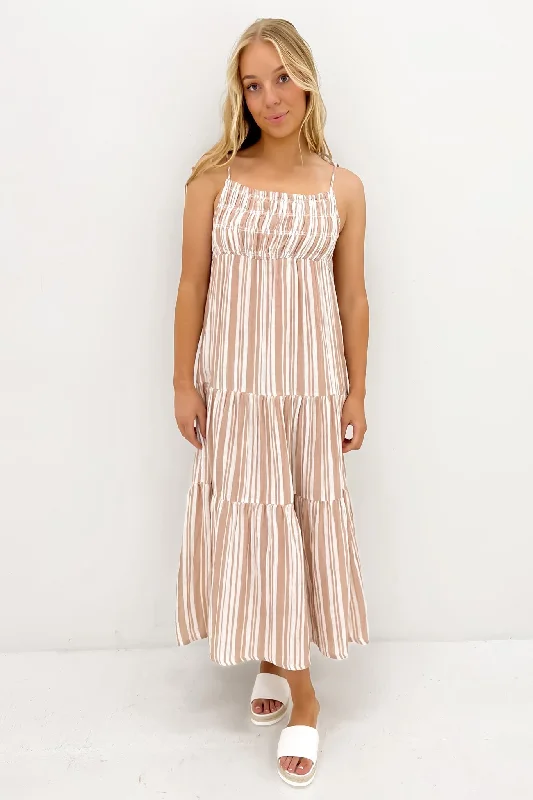 Playful Style Grounded Maxi Dress Tan