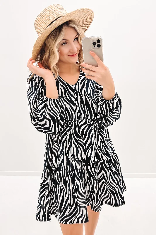 Sweet Style Indianna Mini Dress Black Zebra