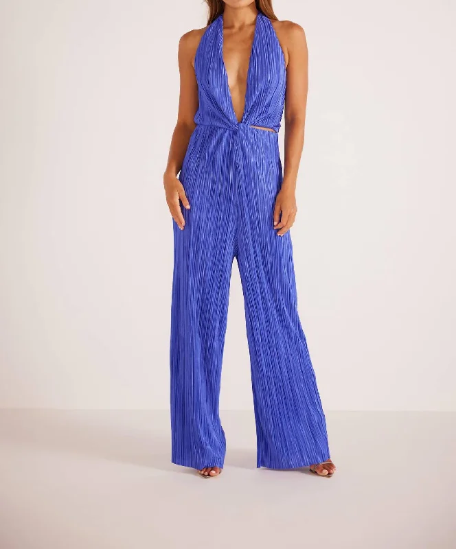 Avant-garde Design Izzy Halter Jumpsuit In Cobalt