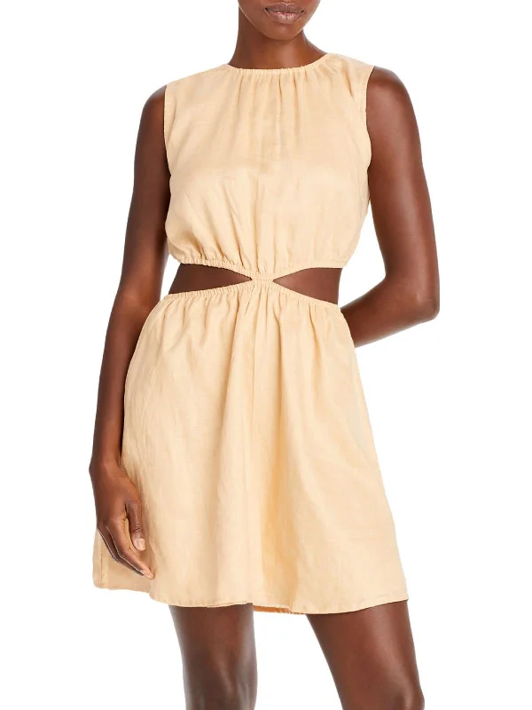 Diamond Series La Pineta Womens Linen Cut-Out Mini Dress