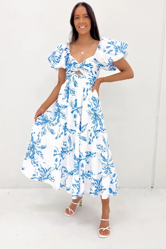 Dessert Matching Lana Midi Dress White Blue