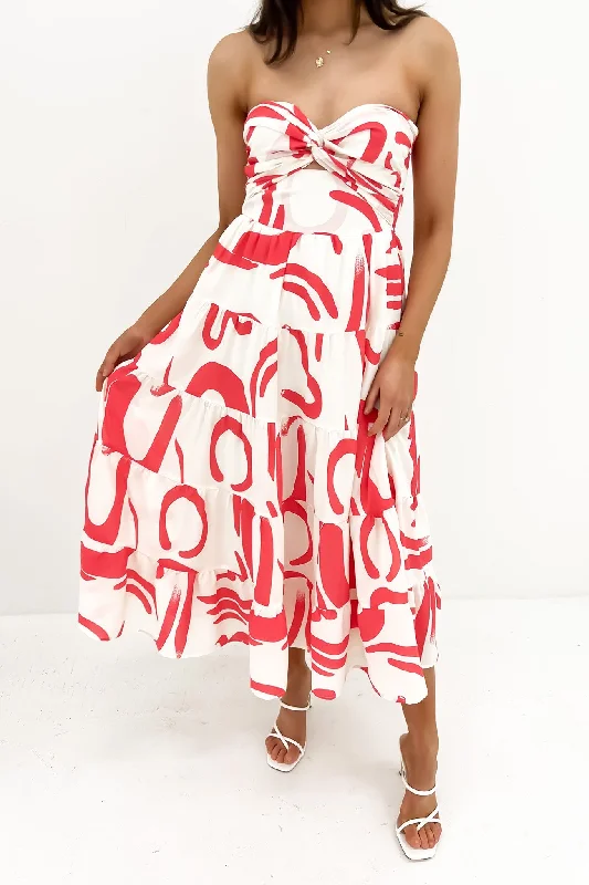 Slim Fit Nakiyah Midi Dress Cream Watermelon