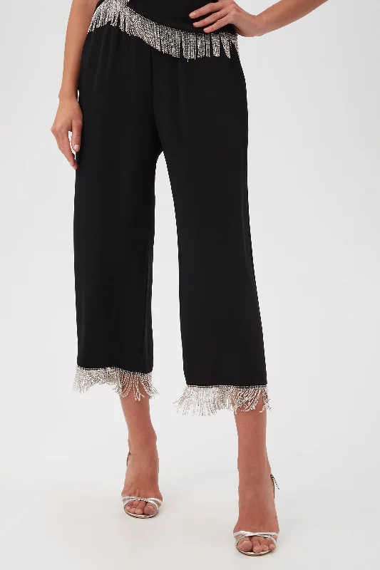 Fresh And Natural OBERON RHINESTONE FRINGE CROPPED PANT