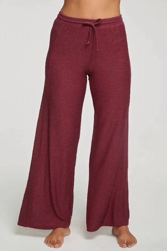 Fashion Must-have Rpet Cozy Knit Wide Leg Rib Panel Pants In Jingle