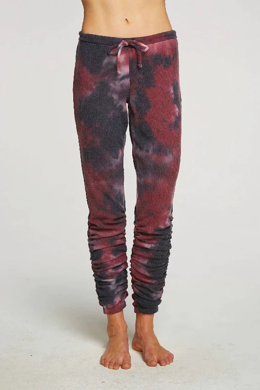 Exclusive Customization Rpet Love Rib Shirred Jogger/blackberry Tie Dye