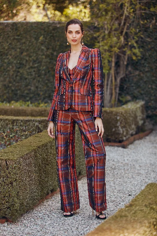 Unique Design SADIE PLAID TAFFETA WIDE LEG PANT