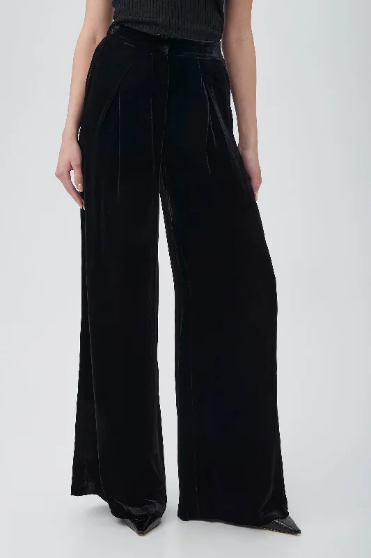 Celebrity Style SAIGE VELVET WIDE LEG PANTS