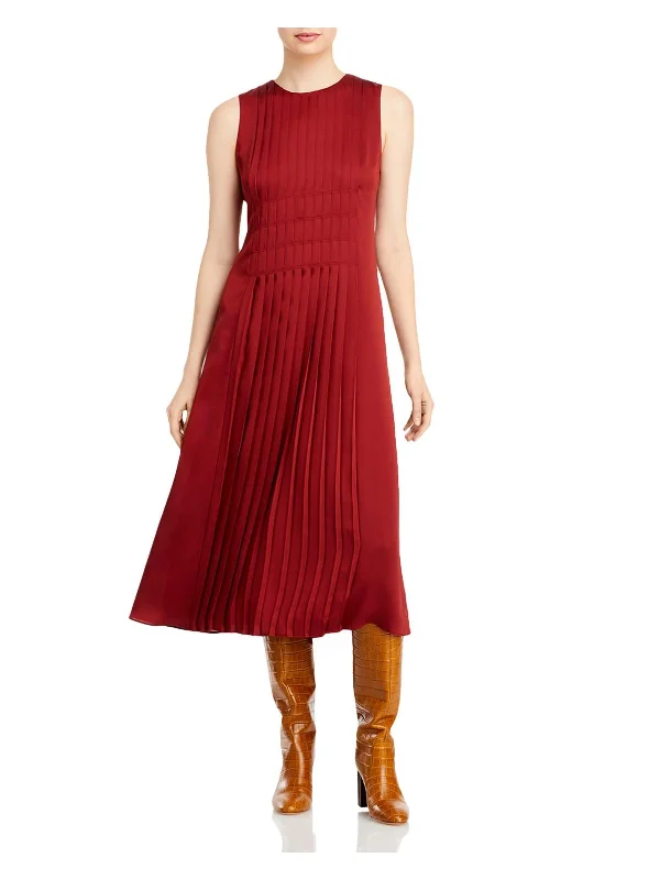 Classic Style Sandrine Womens Pleated Sleeveless Shift Dress