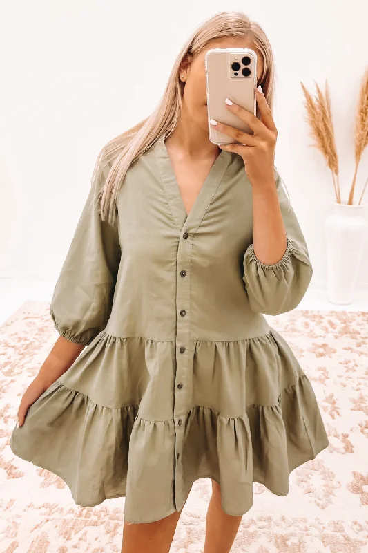 Unique Design Stacey Mini Dress Khaki