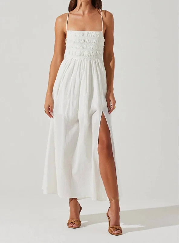 Simple Solid Color Stasia Dress In White