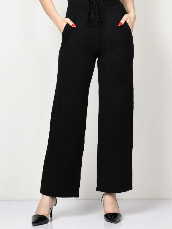 Sports Design Woolen Trouser - Black