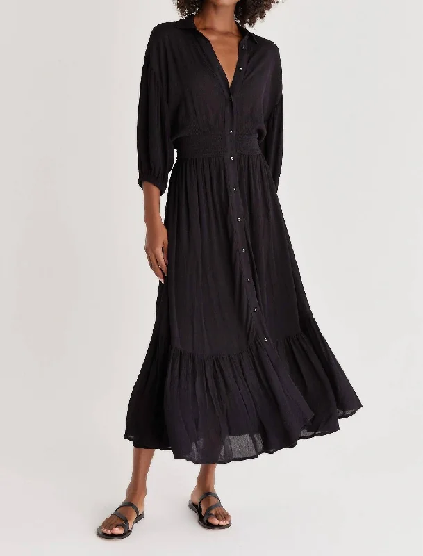 Celebrity Style Tanya Solid Maxi Dress in Black