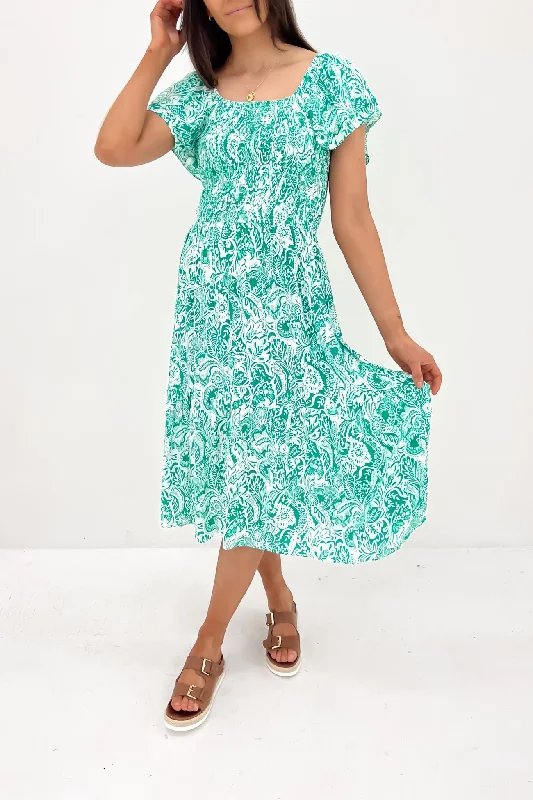 Street Charm Tillee Midi Dress Green White