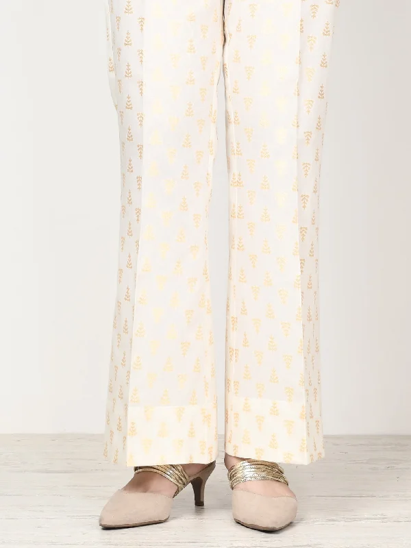 Loose Fit Unstitched Jacquard Trouser - White