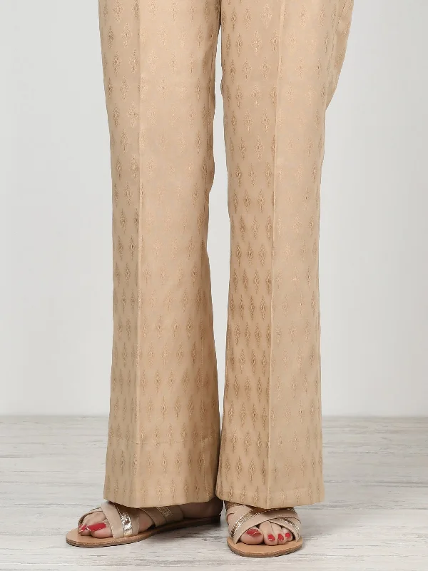 Unique Design Unstitched Jacquard Trouser - Beige