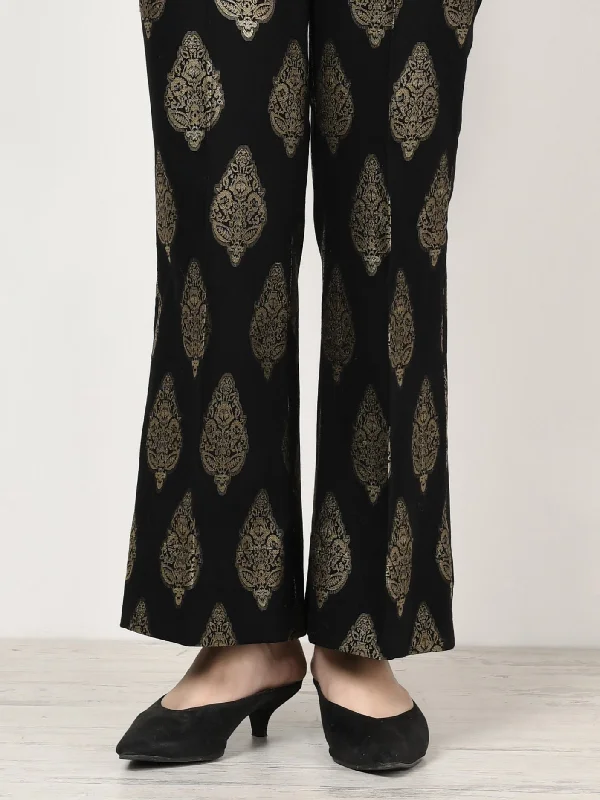 Elegant And Noble Unstitched Jacquard Trouser - Black