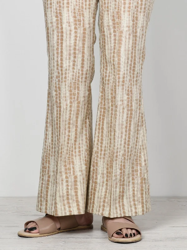 Cute Style Unstitched Printed Winter Trouser - Beige