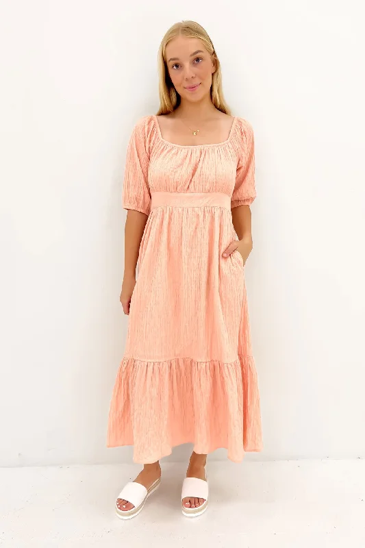 Warm And Comfortable Violet Midi Dress Muted Peach