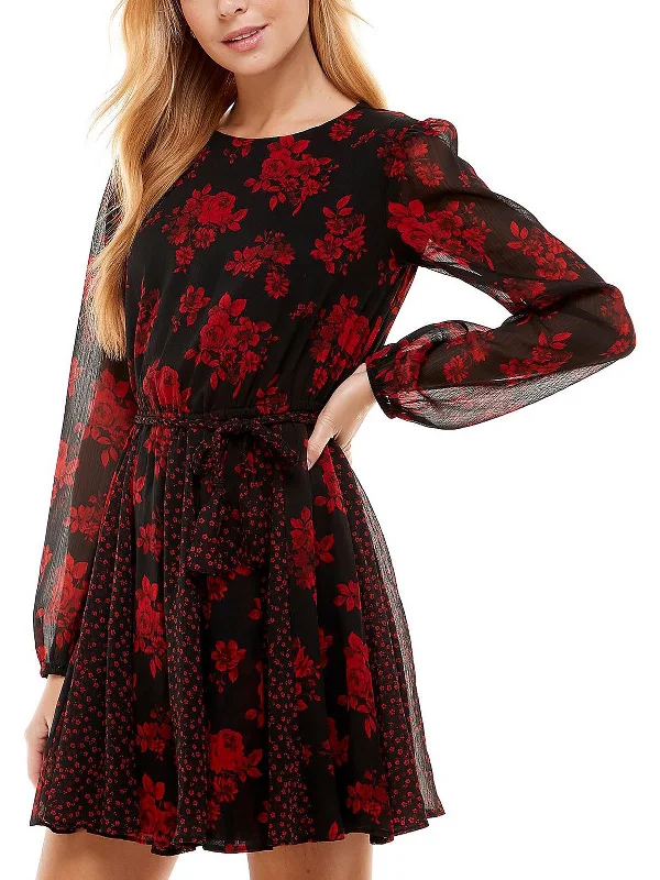 Free And Casual Womens Belted Mini Fit & Flare Dress