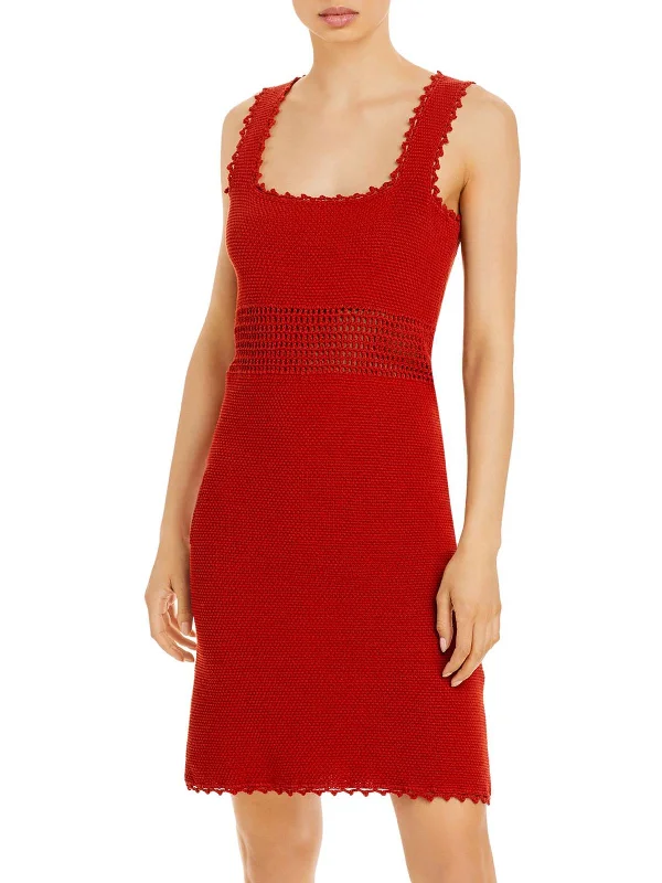 Lazy Style Womens Crochet Sleeveless Sweaterdress