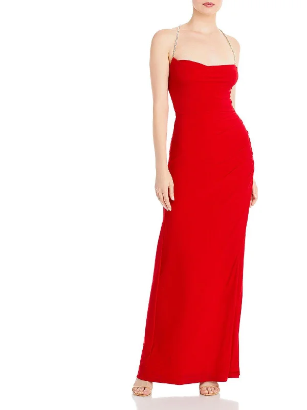 Fashionable And Versatile Womens Embellished Halter Evening Dress