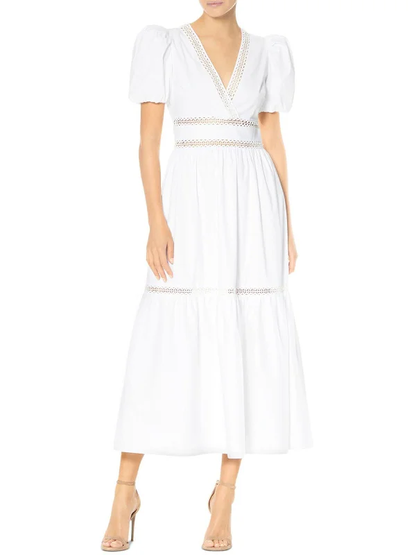 Free And Casual Womens Poplin Short Sleeves Maxi Dress