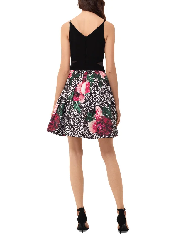 Urban Sense Womens Printed Midi Cocktail and Party Dress