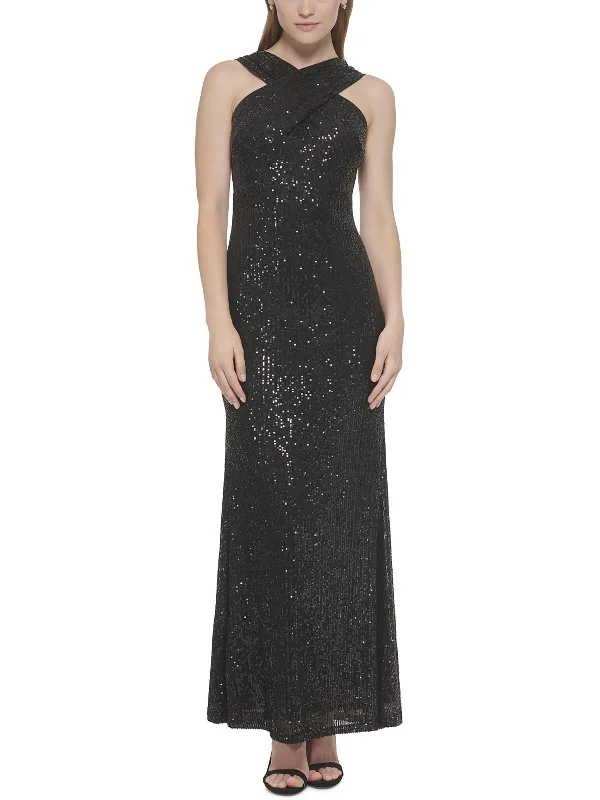 British Style Womens Sequined Long Evening Dress