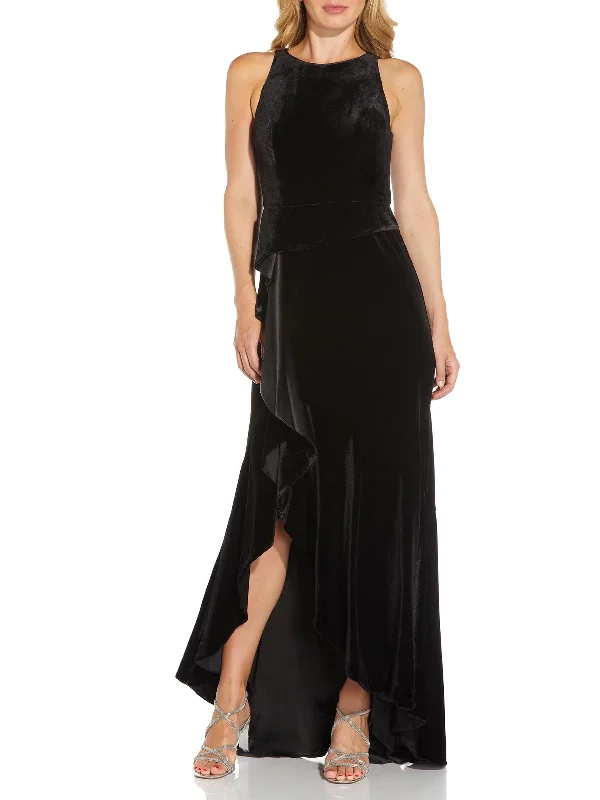 Elegant Temperament Womens Velvet Maxi Evening Dress