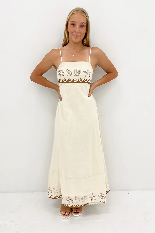 Sports Design Zhuri Maxi Dress Beige Shell Wave